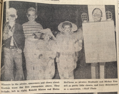 Old newspaper clipping of kids in costume
