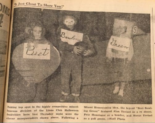 Old newspaper clipping of kids in costume