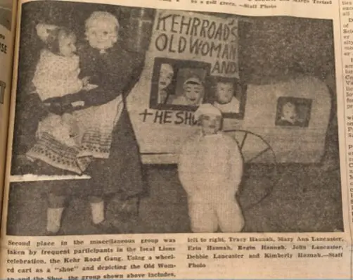 Old newspaper clipping of kids in costume