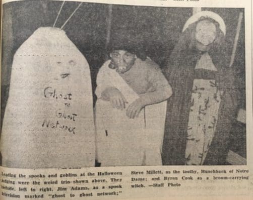 Old newspaper clipping of kids in costume