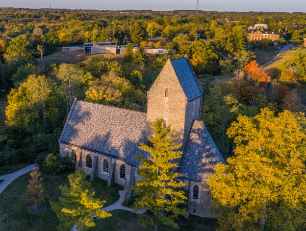 Church with trees in the background.