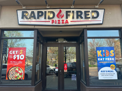 Exterior store front of Rapid Fired Pizza