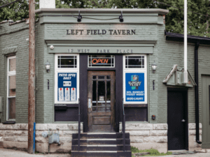 Store front image of Left Field Tavern located on the corner of West Park Place 