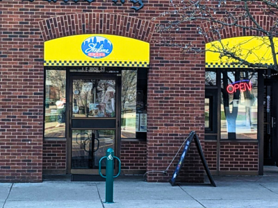 Exterior store front sign of Skyline Chili in Oxford, OH