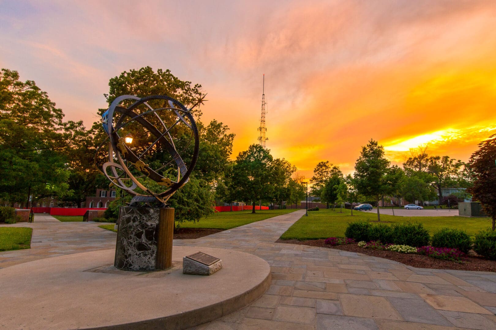 Miami University Sundial during sunset.