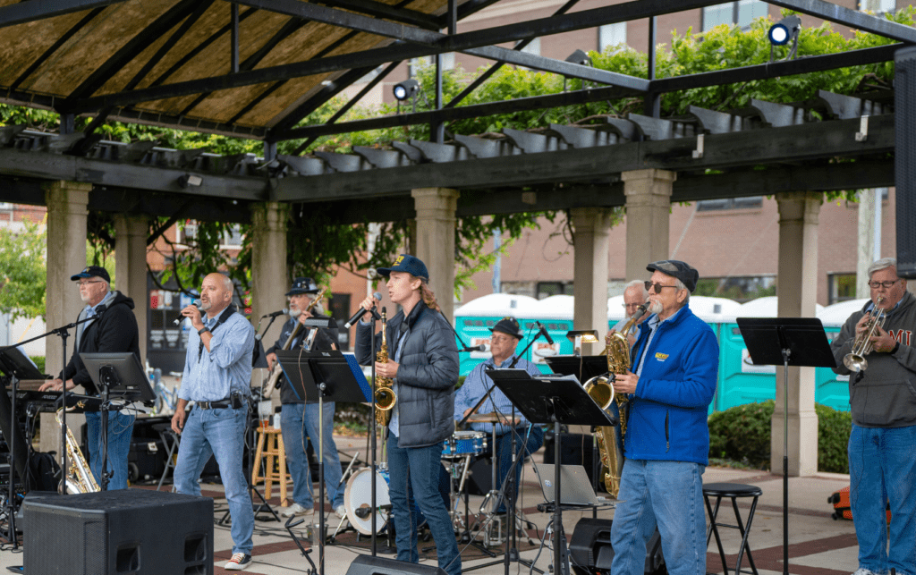 Bergstrasse Boys performing at the Uptown Pavilion in Oxford, OH