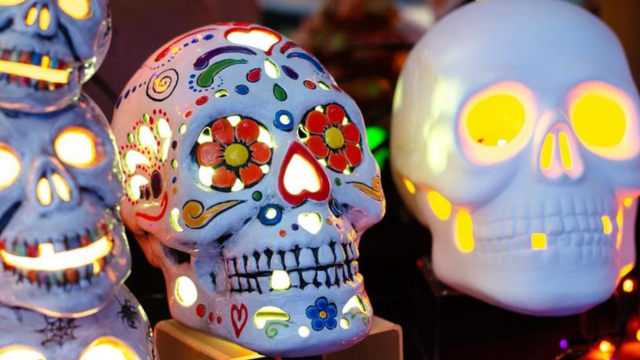 hand painted light up sugar skulls from You're Fired Studio