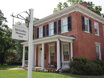 William H. McGuffey Museum exterior of house with sign.