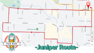 Pub Run Juniper Route map with start marker