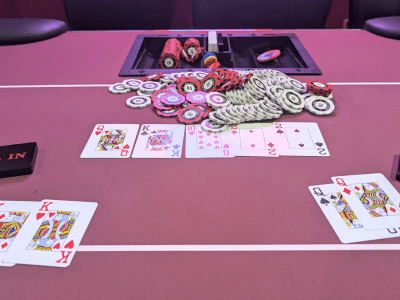 Poker run with chips on the table at Ace High Poker Club