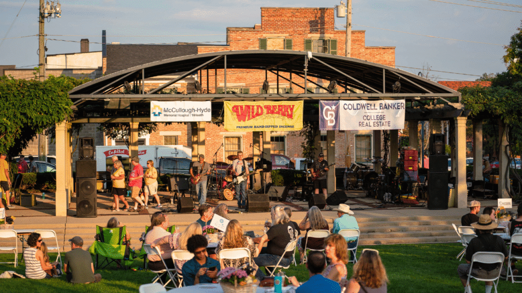 Oxford Memorial Park pavilion at the Oxford Wine & Craft Beer Festival.