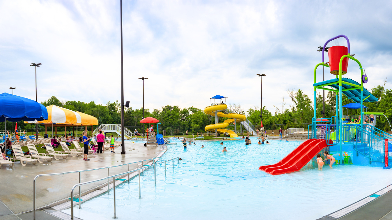 People cooling off at the Oxford Aquatic Center