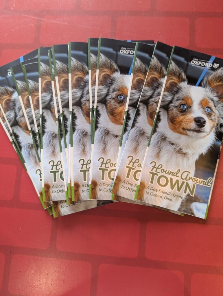 A stack of "Hound Around Town" brochures at Enjoy Oxford.