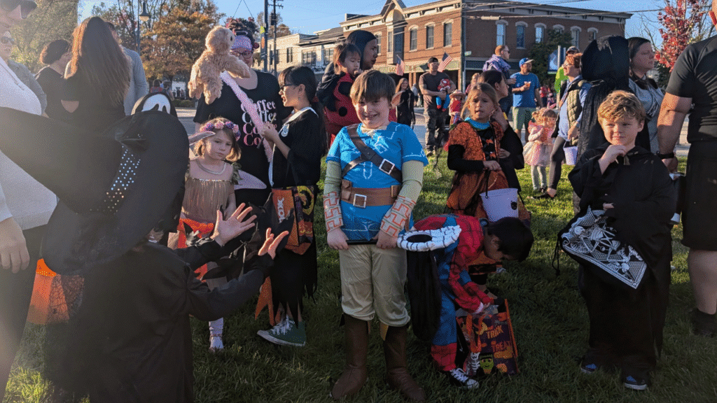 Kids waiting in line for games at the OPRD Uptown Trick-or-Treat