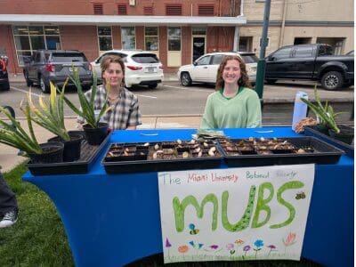 Miami University Botanical Society booth with baby succulents