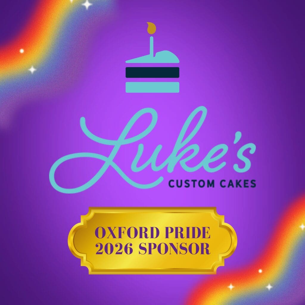 2026 Oxford Pride sponsorship plaque of Luke's Custom Cakes.
