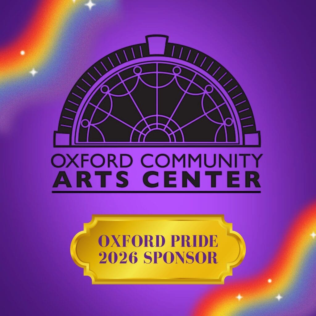 2026 Oxford Pride sponsorship plaque of Oxford Community Arts Center