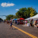 Vendor tents line the red-bricked streets of Uptown Oxford.