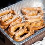 A tray of hot pretzels