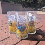 A close-up of three beer glasses with the OXtoberfest label.
