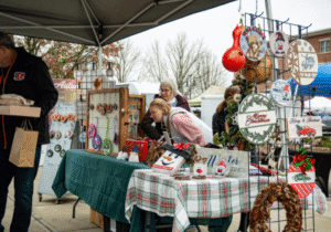 Oxford Farm and Flea-Hover Vendor booth at Oxford Farm & Flea with winter gifts