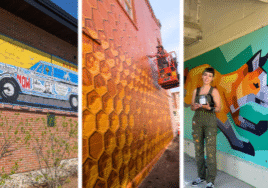 Three vibrant murals on urban walls.