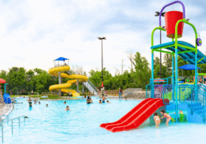 People cooling off at the Oxford Aquatic Center